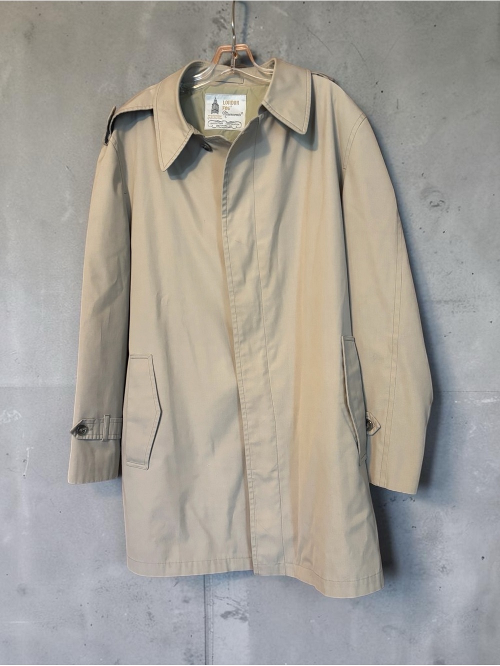 London Fog Beige Men's Trench Coat - Classic Single-Breasted Overcoat